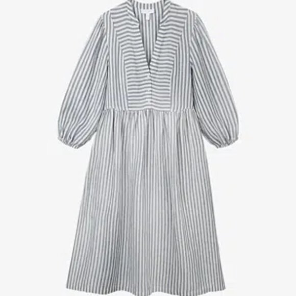 The White Company Linen Stripe Midi Dress - Picture 1 of 6